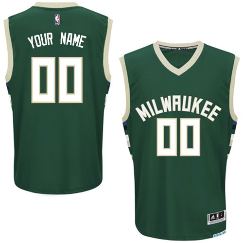 Mens Adidas Milwaukee Bucks Customized Authentic Green Road NBA Jersey
